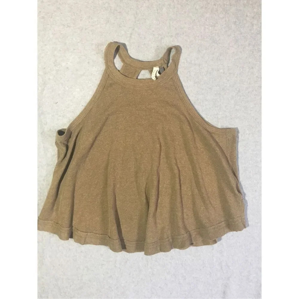 Womens Free People Tank Top Size Small Brown Racerback We The free Cotton Blend